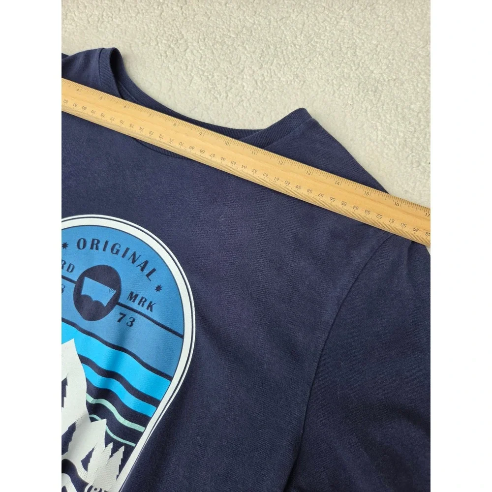 Levis Long Sleeve Graphic Tee Mens Medium Navy Blue Good Mountain Nature Print